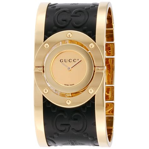 black n gold gucci watch|Gucci gold watch ladies.